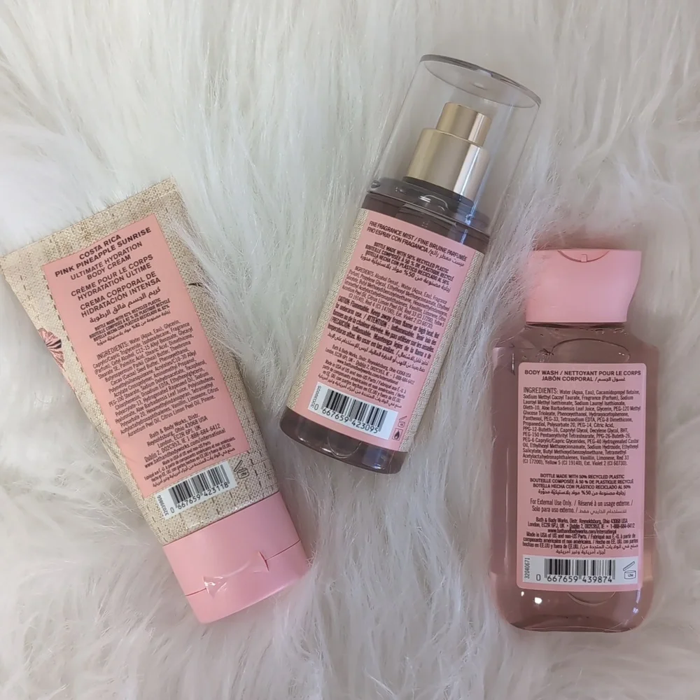 Bath & Body Works Costa Rica 🍍 Pink Pineapple Sunrise Shower Trio, Travel Size - Picture 3 of 8